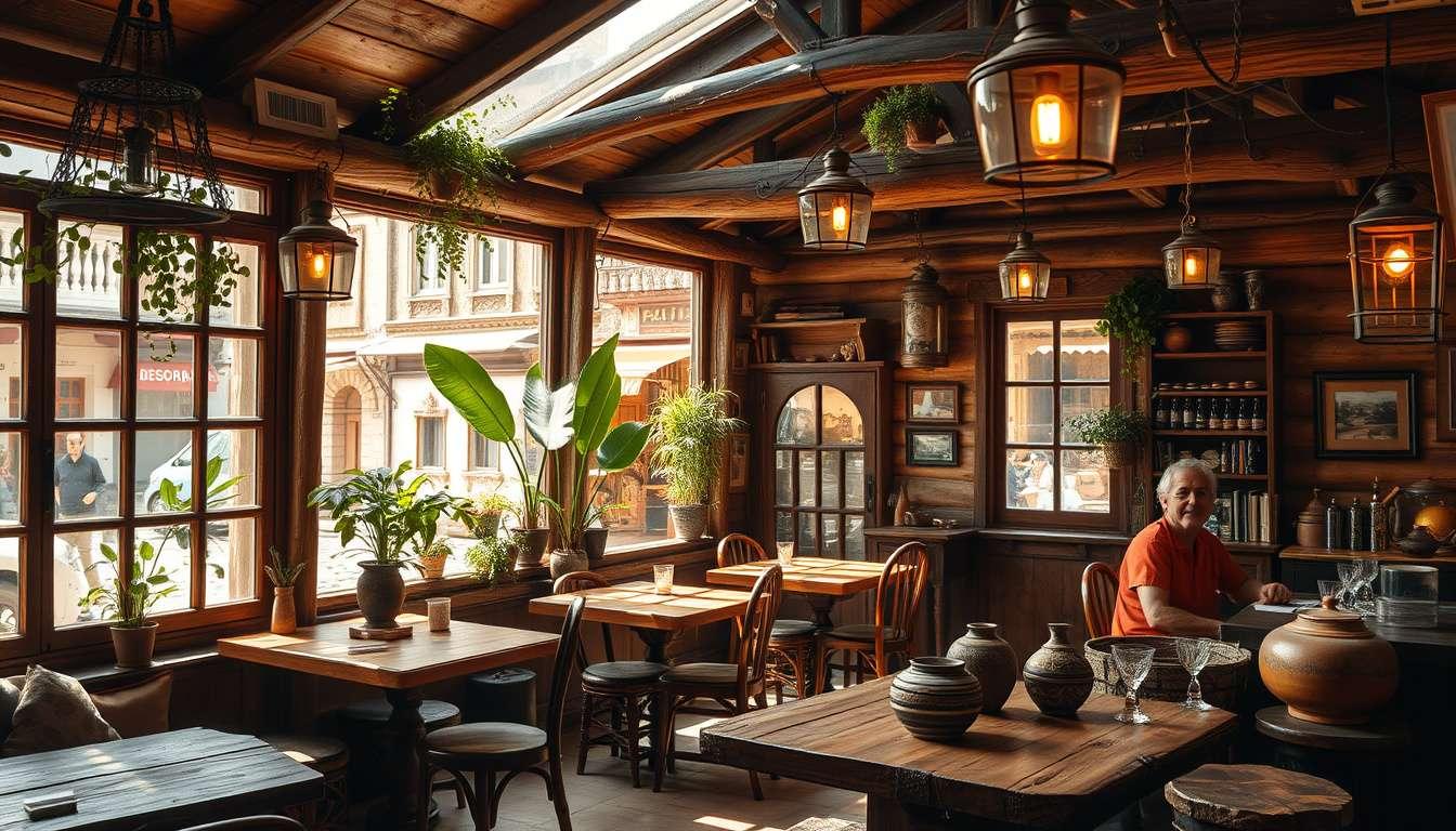 Cantinas, cafés rústicos e restaurantes charmosos em cidades de aventura